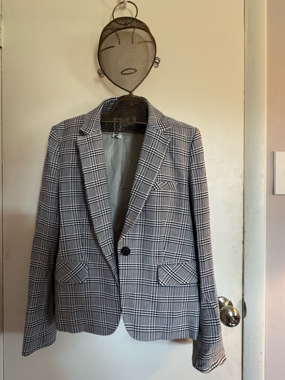 Veronica Beard Navy Plaid Single-Button Blazer Size 12 - Picture 3 of 9